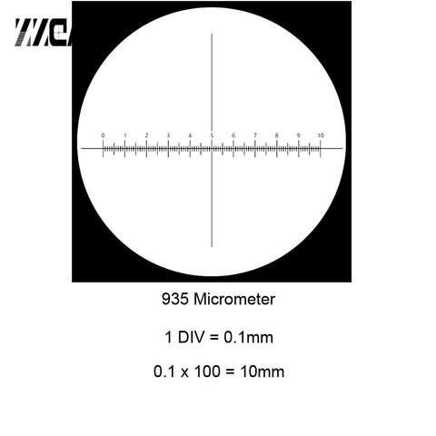Micrómetro de escenario para microscopio, regla cruzada de 935 y 0,1mm, retícula de círculo cruzado para objetivo interior y exterior ► Foto 1/3
