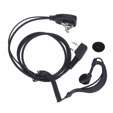 1m 2 PIN auricular PTT con walkie talkie con micrófono gancho de oído interfono auricular para BAOFENG UV5R/KENWOOD/HYT ► Foto 1/6