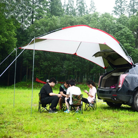 Al aire libre 5-8 persona COCHE Tienda con poste de la aleación de aluminio portátil de coche toldos tienda de lona sol refugio para Camping de pesca ► Foto 1/6