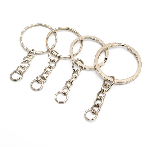100 unids/set níquel cadenas DIY 25mm llaveros llavero 30mm anillo accesorios apoyo material personalizado ► Foto 1/6