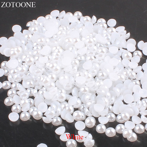 ZOTOONE-perlas de resina ABS para joyería, abalorios de 2-5mm con parte posterior plana, de color blanco, semiredondos, sin fijación térmica, apliques de cristales, 1000 Uds. ► Foto 1/3