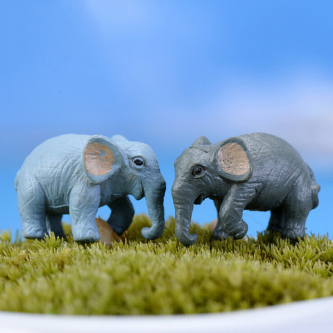 2 uds Artificial elefante de hadas miniaturas de jardín gnomos terrarios con musgo resina figuras para casa jardín decoración ► Foto 1/6