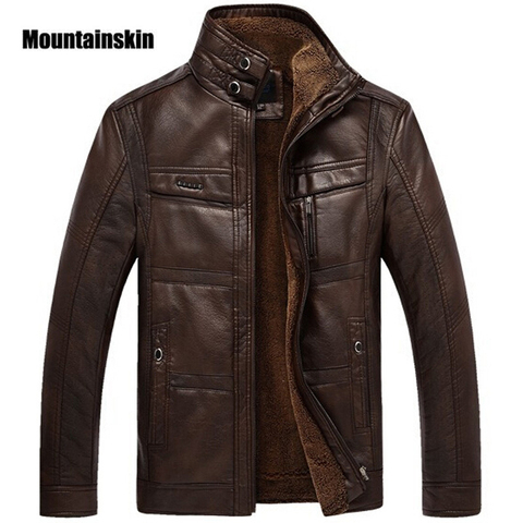 Chaqueta de piel de montaña abrigos de hombre de marca 5XL de alta calidad PU prendas de vestir exteriores de negocios de invierno de piel sintética Chaqueta de lana EDA113 ► Foto 1/6