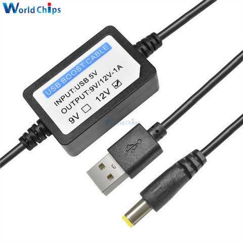 Cable de aumento de potencia de carga USB, módulo de aumento de 5V a CC, 9V/12V, 1A, 2,1x5,5mm, Cable Adaptador convertidor USB con componente de refuerzo ► Foto 1/6