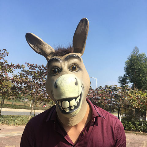Máscara de cabeza de caballo de burro gracioso aterrador para adultos, divertido disfraz de látex para Halloween, Animal Cosplay, accesorios de Zoo, máscara de disfraz de pelota para Festival de fiesta ► Foto 1/5