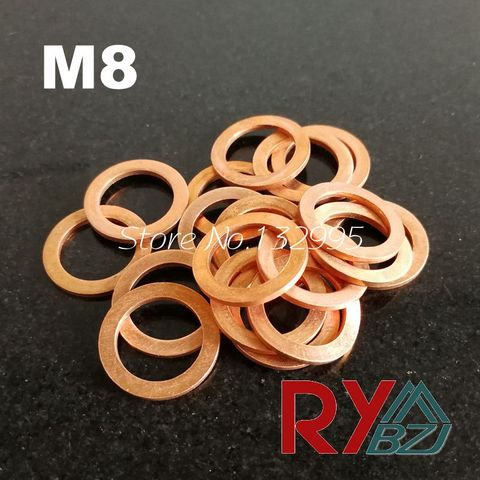Arandela plana de cobre M8, junta de sellado, diámetro interior, anillo de sellado de 8mm, hoja fina T3, Arandela de cobre rojo ► Foto 1/6