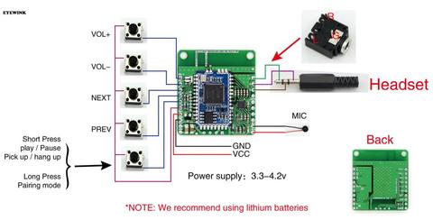 Receptor de música Hifi con Bluetooth para coche, placa receptora de Audio y Bluetooth 4,2, APTXLL sin pérdidas, DC 12V/5V CSRA64215 ► Foto 1/4