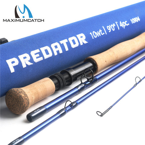 Maximumcatch-caña de pescar con mosca de agua salada Predator, 9 pies, fibra de carbono, 30T SK, 8wt/9wt/10wt/12wt, 4 unidades, con tubo de caña de Cordura ► Foto 1/6