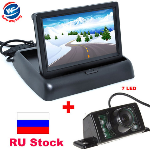 Cámara de visión trasera CCD para coche, Monitor plegable de vídeo LCD a Color de 4,3 pulgadas, asistencia de estacionamiento para coche, 7LED ► Foto 1/6