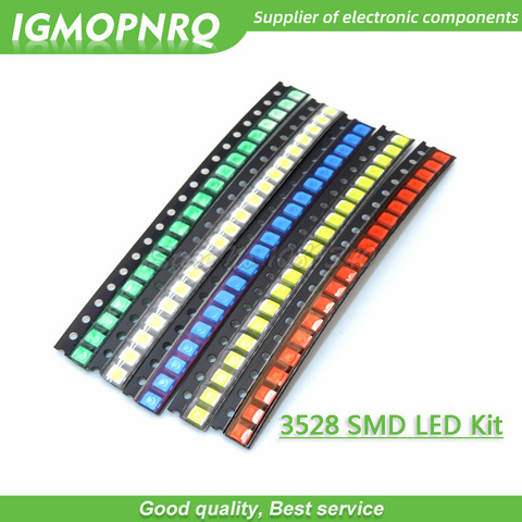 5 colores cada uno 20 piezas = 100 piezas, 3528 SMD, Kits LED rojo, amarillo, azul, verde, blanco, tubo luminiscente de diodo emisor de luz ► Foto 1/2