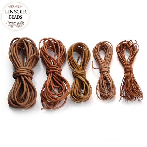 LINSOIR-cuerdas de cuero redondas con abalorios para fabricación de joyas, 5 m/lote, 1, 1,5, 2, 2,5, 3 y 4 mm ► Foto 1/3