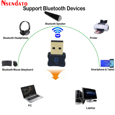 Adaptador de USB inalámbrico Bluetooth 5,0 Dongle sonido de música Adaptador de largo alcance Bluetooth 5,0 receptor de la música para ordenador PC y portátil ► Foto 1/6
