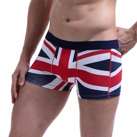 SEOBEAN-ropa interior de algodón con bandera del Reino Unido para hombre, Bóxer íntimo de estilo británico, pantalones cortos de pijama, suspensorio, lencería ► Foto 1/5