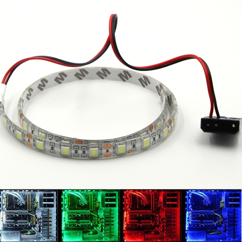 Tira de luces LED SMD de 50/100/120/200cm, Kit completo de luces para PC y caja de ordenador SATA, interfaz de fuente de alimentación, Fondo de luz blanca y roja ► Foto 1/6