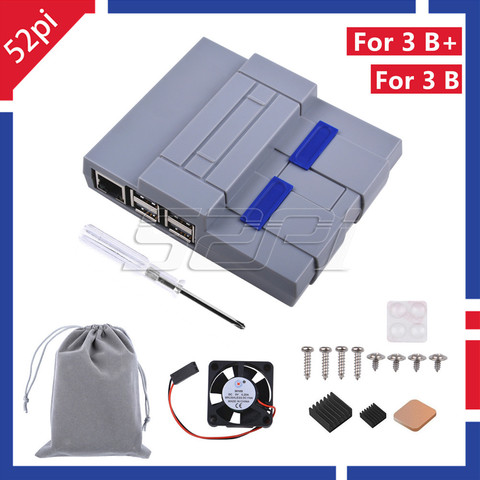 Carcasa de estilo 52Pi NES Kit de carcasa SNES con disipadores térmicos de ventilador de refrigeración para Raspberry Pi 3 Modelo B Plus/3 B/2 B/sn ► Foto 1/1