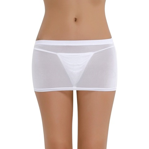 Mujer Sexy escarpado opaco minifalda micro Slim elástico hasta la cadera transparente Lencería de fantasía ► Foto 1/1