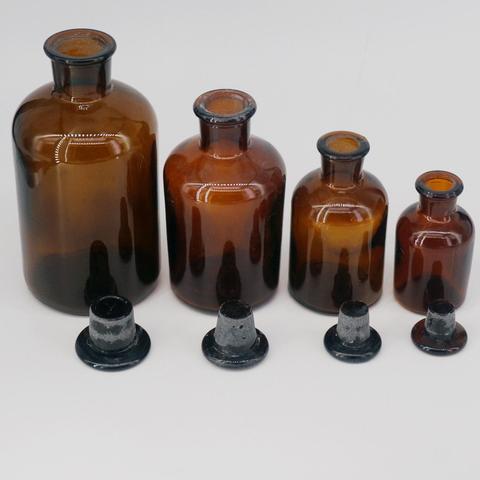Botella de vidrio con abertura estrecha para laboratorio químico, 60ml, 125ml, 250ml, 500ml, 1000ml, 2500ml, color marrón ► Foto 1/6