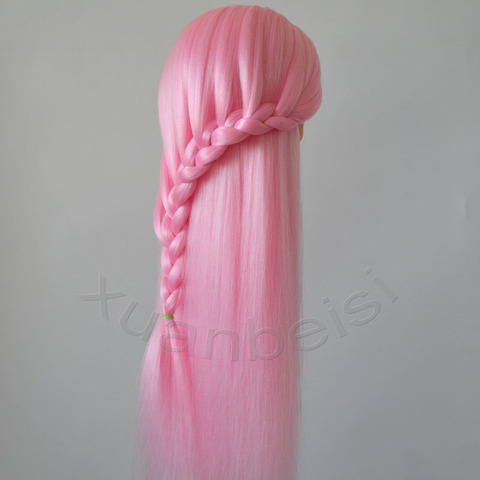 Cabeza de muñecas de pelo rosa para peluquería, bonitos peinados para cabeza de maniquí femenino, cabeza de entrenamiento de peluquería, 70cm ► Foto 1/6