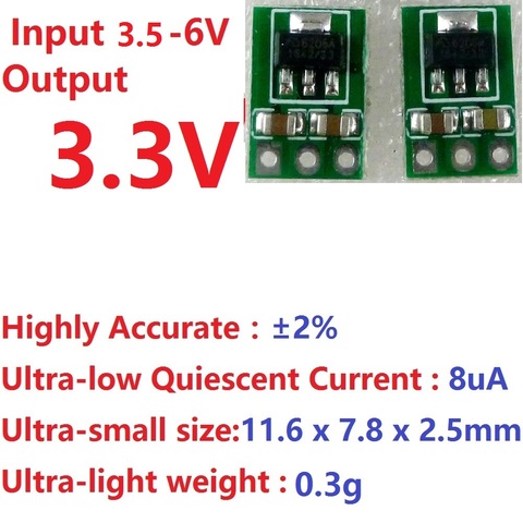 Módulo de regulador LDO ultradelgado, placa de alimentación de AMS1117-3.3, reductor, Ultra ligero, CC 3,7 V 4,2 V 4,5 V 5V a 3,3 V, 2 uds. ► Foto 1/6