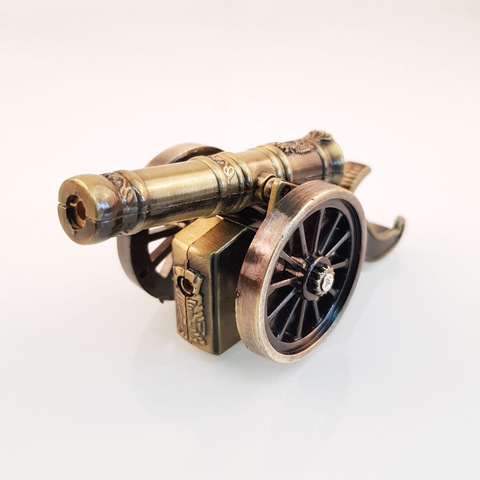 Modelo de juguete antiguo cañón de bronce inflable encendedor a prueba de viento llama turbina de Gas encendedores de Gas ► Foto 1/6