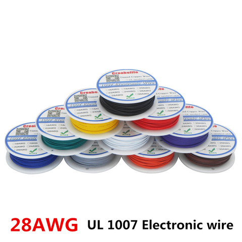 10 m/lote UL 1007 28awg 10 colores eléctrico Alambres línea de cable de cobre estañado PCB Alambres Certificación RoHS UL aislado led cable ► Foto 1/6