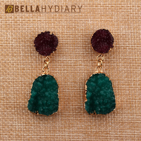 Pendientes irregulares de resina para mujer, bisutería europea de piedra de imitación verde y rojo, aretes de gota para mujer, joyería, regalos llamativos, 1 par ► Foto 1/6