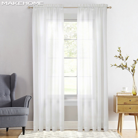 Estándar/engrosada de ventana cortinas para sala de estar decoración de dormitorio moderno blanco velo sólida pura gasa tul ► Foto 1/6