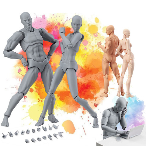Figura de acción articulada de cuerpo movible Figma He She, juguete artístico Pintura Anime, modelo de muñeca, boceto de arte, dibujo de muñeca de cuerpo humano ► Foto 1/6