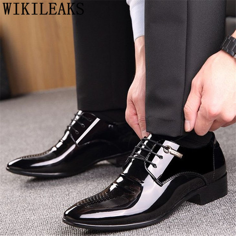 Zapatos formales estilo oxford de diseñador negro para hombres zapatos de boda cuero Italia puntiagudos Zapatos de vestir para hombre 2022 sapato oxford masculino ► Foto 1/6