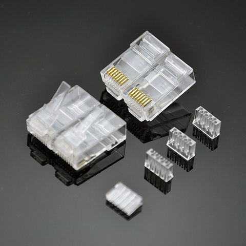 Tapones modulares UTP RJ45 CAT6, barra de carga de inserción de plástico para distribución de cables, hoja de tres clavijas ► Foto 1/2