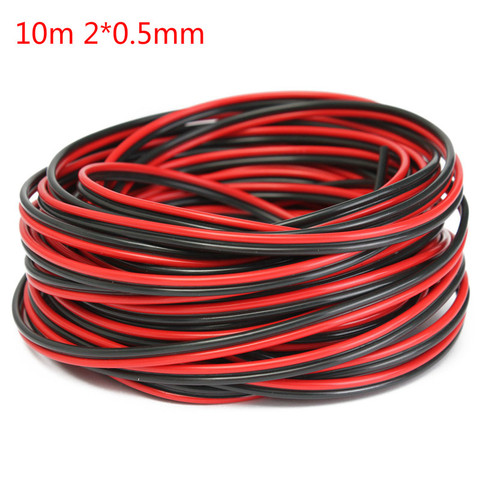 10 m 2*0,5mm Audio Cable alambre de núcleo para Home Stereo HiFi/sistema de Audio del coche rojo y negro ► Foto 1/6