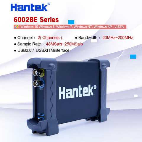 Hantek-osciloscopio portátil de 2 canales, 20MHz-200MHz, 48 MS/s-250MSa/s, USB 2,0, serie 6002BE, compatible con Win 7/8/10/NT ► Foto 1/6