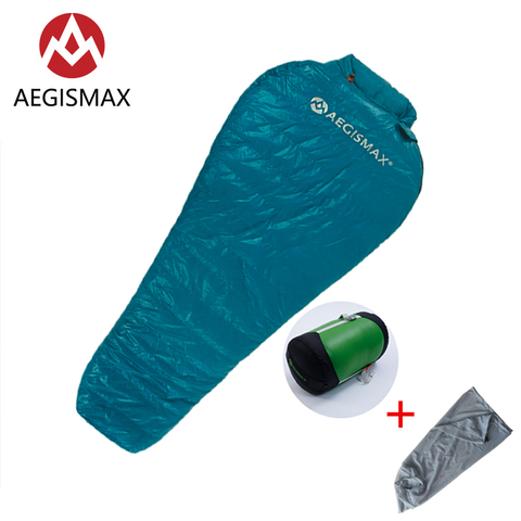 AEGISMAX-saco de dormir ultraligero de ganso para acampar al aire libre, con estructura de forro completo, fortalece la calidez ► Foto 1/1