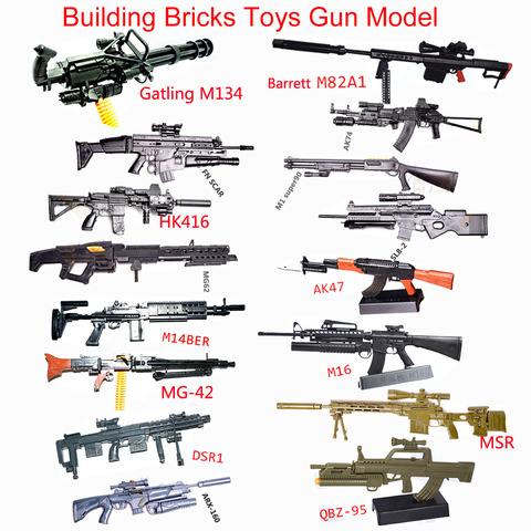 Modelo de pistola de juguete escala 1:6, M134 MG42 AK47 98K, Rifle, rompecabezas, bloques de construcción, pistola para montaje, modelo de arma PUBG para figura de acción ► Foto 1/6