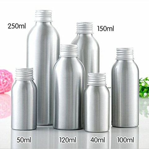 Botella de aluminio vacía con tapa de aluminio, contenedor cosmético con papel de aluminio gratis, 30 unids/lote, 40ml, 50ml, 100ml, 120ml, 150ml, 250ml ► Foto 1/3