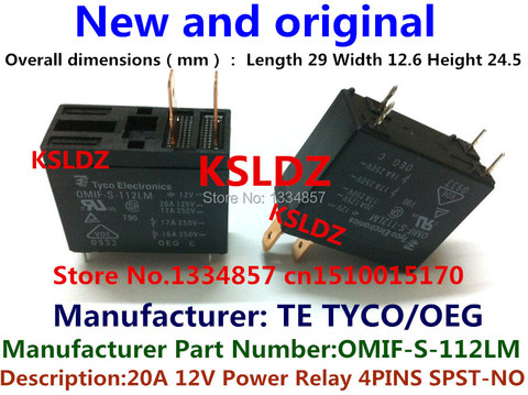 OMIF-S-124LM Original nuevo TE TYCO/OEG OMIF-S-112LM 12VDC 100% 24VDC 4 pines 20A relés de potencia ► Foto 1/2