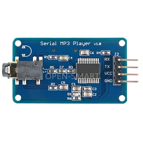 Módulo MP3, Control UART, reproductor de MP3 en serie con salida de auriculares, altavoz, tarjeta MicroSD, sonido Módulo de altavoz para Arduino UNO ► Foto 1/4