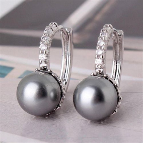 Pendientes de aro con perlas de imitación para mujer, joyería elegante, aretes de compromiso, accesorios llamativos ► Foto 1/3