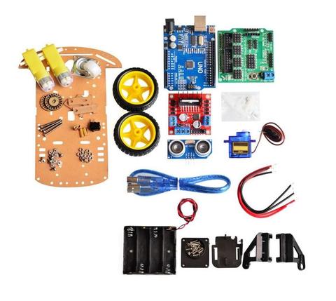 Nuevo Motor de seguimiento de evitación Robot inteligente Chasis de coche Kit de codificador de velocidad caja de batería 2WD módulo ultrasónico para Arduino kit ► Foto 1/3