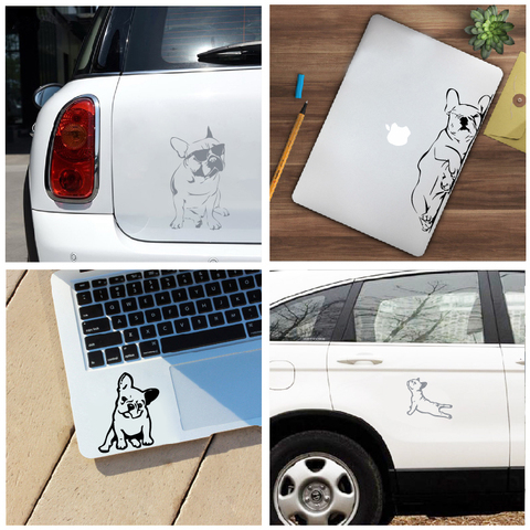 Pegatinas de Bulldog Francés para ordenador portátil, decoración para ventana de coche, pegatina de vinilo divertida con silueta de perro para Apple MacBook Air / Pro ► Foto 1/6