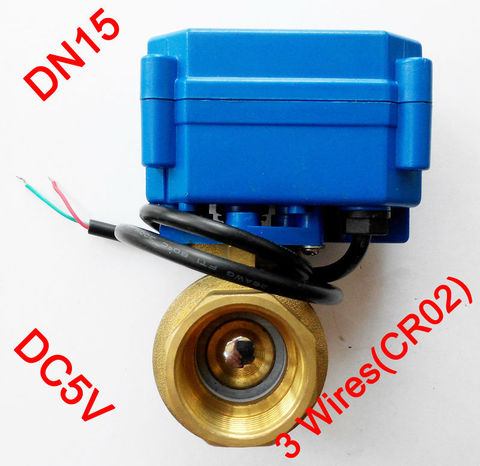 Válvula eléctrica de latón de 1/2 pulgadas, válvula motorizada DC5V con 3 cables, válvula de bola eléctrica DN15 para sistemas de calefacción de agua ► Foto 1/6