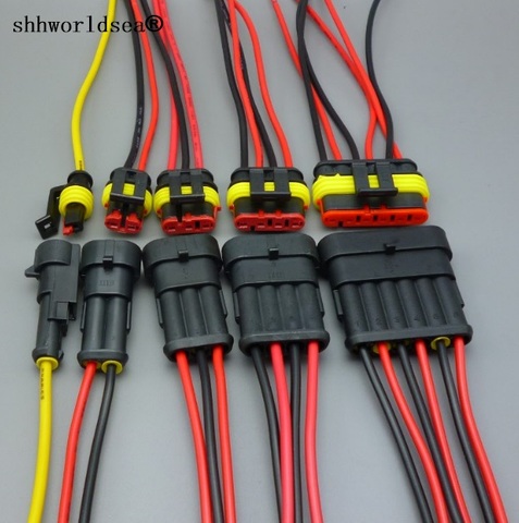 Shhworldsea Auto wire connector 1 2 3 4 5 6 Way 1P 2P 3P 4P 5P conector de coche macho y hembra conector eléctrico impermeable ► Foto 1/6