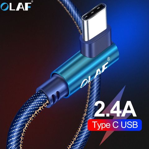 Olaf-cable USB tipo C de carga rápida, 90 grados, cargador de datos para Samsung S8, S9, Note 9, 8, Xiaomi mi8, mi9 ► Foto 1/6