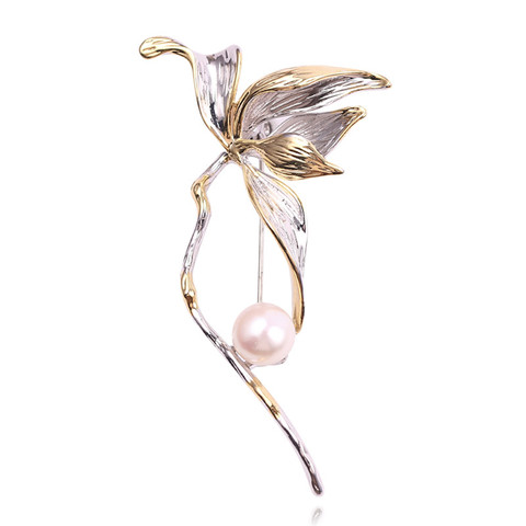 Hongye-broche clásico de perlas de agua dulce para mujer, Pin de tulipán para mujer, insignia de vestido de boda, accesorios de joyería ► Foto 1/6