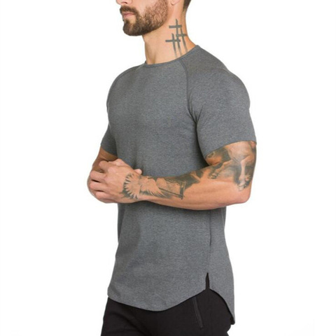 Marca gyms ropa fitness camiseta hombres moda extender hip hop verano manga corta Camiseta algodón bodybuilding muscle Camiseta Hombre ► Foto 1/6