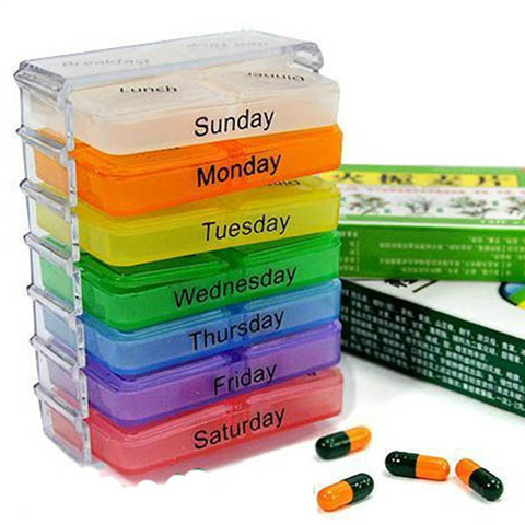 Caja de almacenamiento semanal para pastillas, contenedor organizador para pastillas, 7 días ► Foto 1/6
