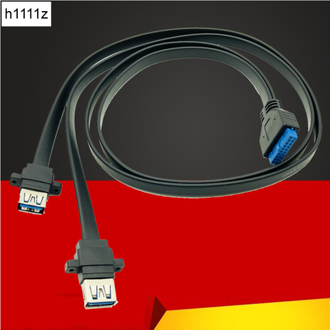 H1111Z-conector USB 3,0, puerto de montaje en Panel, doble USB 3,0, hembra, montaje en Panel con tornillos, placa base, cabezal de 20 pines, hilo de Cable plano, nuevo ► Foto 1/6