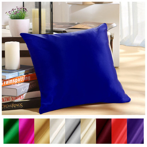 Funda de almohada de seda 100% con cremallera, funda de almohada de color sólido multicolor ► Foto 1/4