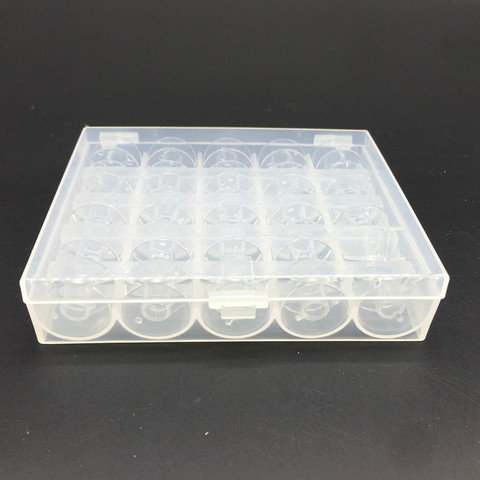 Caja con bobinas vacías para máquina de coser, carretes de plástico transparente para la mayoría de los utensilios de máquina de coser, 25 uds. ► Foto 1/1