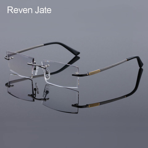 Reven bate-Gafas de titanio para hombre, anteojos sin montura, con corte de diamante, montura óptica graduada, a la moda, 5904 ► Foto 1/1